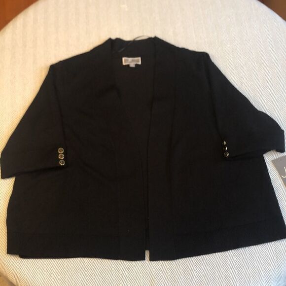 Black Shrug Cardigan 2X Rayon Blend NWT, Open Front Pit to Pit 23 1/4" - Picture 6 of 13